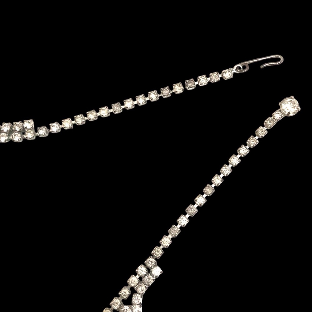 Vintage White Crystal Statement Bib Necklace - Picture 4 of 6